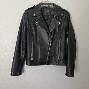 Lauren by Ralph Lauren- Genuine Leather Moto Jacket